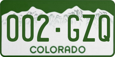 CO license plate 002GZQ