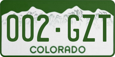 CO license plate 002GZT