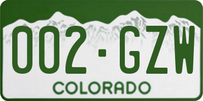 CO license plate 002GZW