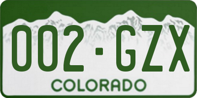 CO license plate 002GZX