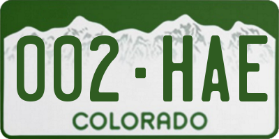 CO license plate 002HAE