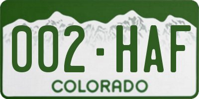 CO license plate 002HAF