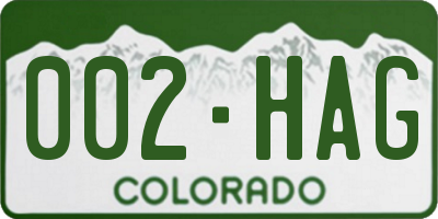 CO license plate 002HAG