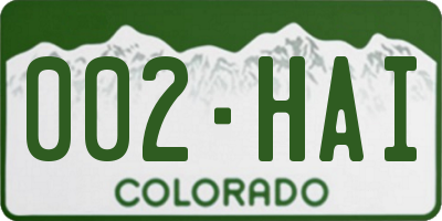 CO license plate 002HAI
