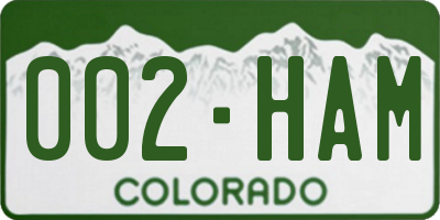 CO license plate 002HAM
