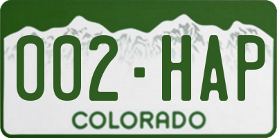CO license plate 002HAP