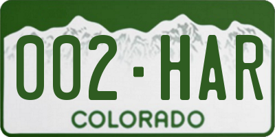 CO license plate 002HAR
