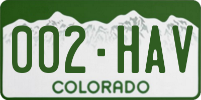 CO license plate 002HAV