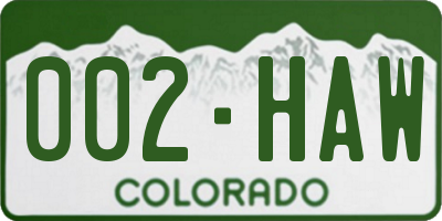 CO license plate 002HAW