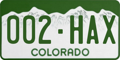 CO license plate 002HAX