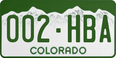 CO license plate 002HBA