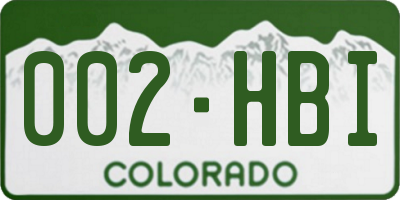 CO license plate 002HBI
