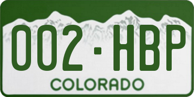 CO license plate 002HBP