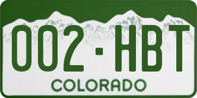 CO license plate 002HBT