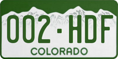 CO license plate 002HDF