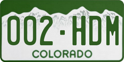 CO license plate 002HDM