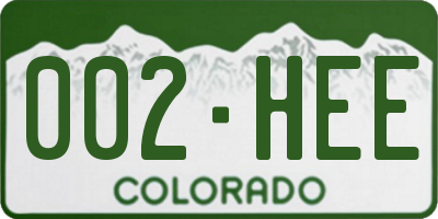CO license plate 002HEE