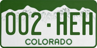 CO license plate 002HEH