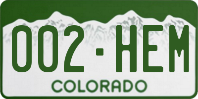 CO license plate 002HEM