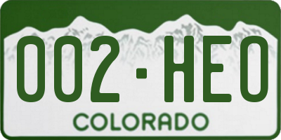 CO license plate 002HEO