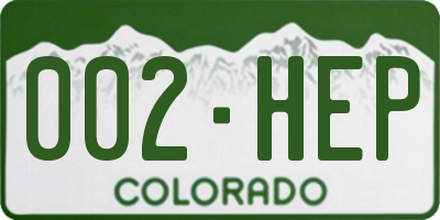 CO license plate 002HEP