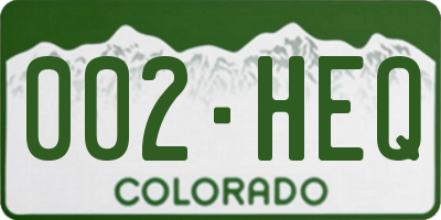 CO license plate 002HEQ