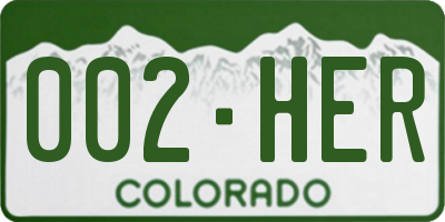 CO license plate 002HER