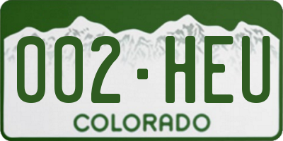 CO license plate 002HEU