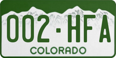 CO license plate 002HFA