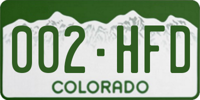 CO license plate 002HFD