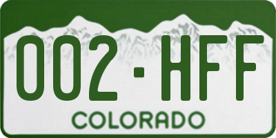 CO license plate 002HFF