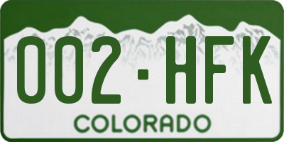 CO license plate 002HFK