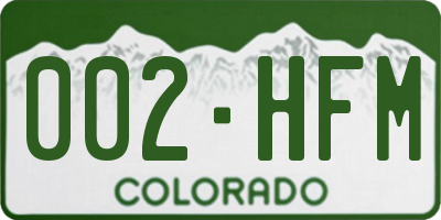 CO license plate 002HFM