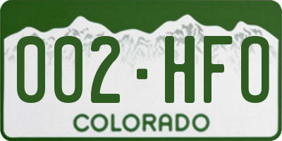 CO license plate 002HFO