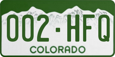 CO license plate 002HFQ