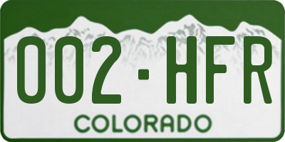 CO license plate 002HFR