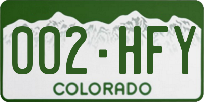 CO license plate 002HFY