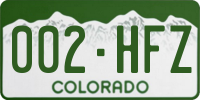 CO license plate 002HFZ