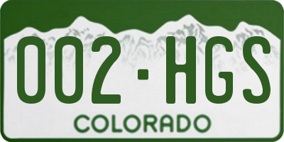 CO license plate 002HGS