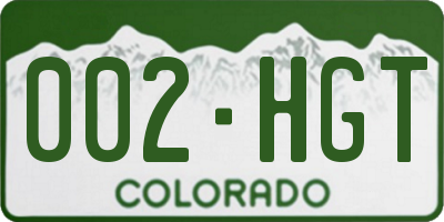 CO license plate 002HGT