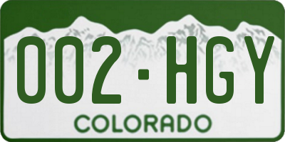 CO license plate 002HGY