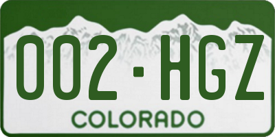 CO license plate 002HGZ