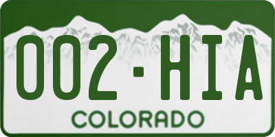 CO license plate 002HIA