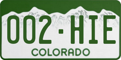 CO license plate 002HIE