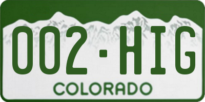 CO license plate 002HIG