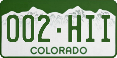 CO license plate 002HII