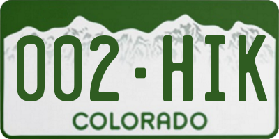 CO license plate 002HIK