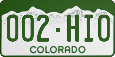 CO license plate 002HIO