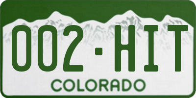 CO license plate 002HIT