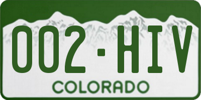 CO license plate 002HIV